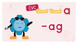 CVC Words and Blending  Short Vowel a  Step 1  ag Word Family  Onsets and Rimes  Phonics Kids [upl. by Yursa]