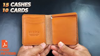 Make a Leather Wallet With Money Clip FREE PATTERN [upl. by Annauqal]