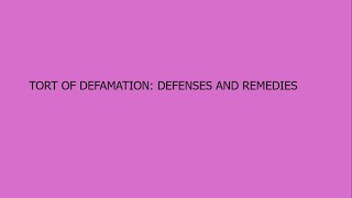 Defamation Defenses and Remedies [upl. by Nairim]