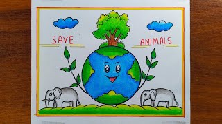 Save Environment Poster drawingHow to draw save environment poster drawing [upl. by Elumas887]