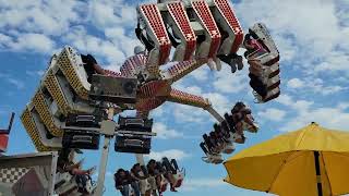 SPIN OUT full carnival ride at Poteet Strawberry Festival 2024 [upl. by Ahtebbat]