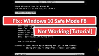 Fix  Windows 10 Safe Mode F8 Not Working Tutorial [upl. by Nefen]