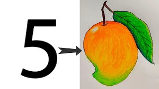 mango drawing easy\\easy drawing idea\\ How to Draw Mango from Number 5 [upl. by Euqinomod]