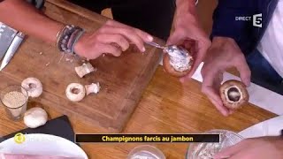 Coup dfood  Champignons farcis au jambon [upl. by Llatsyrc]