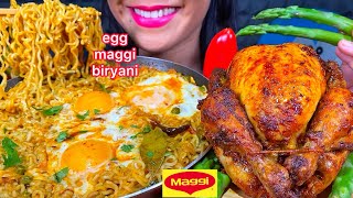 ASMR EGG MAGGI BIRYANI WHOLE ROAST CHICKEN PEPPER ASPARAGUS MASSIVE Eating Sounds [upl. by Enaira]