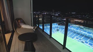 日本初！客室からサッカースタジアムを一望できるホテルの景色は？ 長崎スタジアムシティ開業間近 商業施設内も初公開 [upl. by Lieberman558]