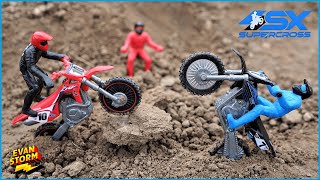 Pretend Play and Unboxing Dirt Bike SX Supercross Motorcycle Toys [upl. by Billen]