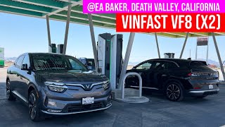 Two VinFast VF8 Plus at EA Baker Death Valley EV roadtrip [upl. by Aicilyt587]