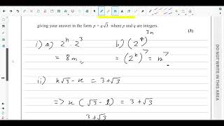 QNO2Algebraic Expressions Index Laws Surds amp Rationalising Denominators [upl. by Leverett]