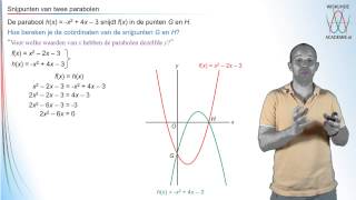 Kwadratische functies  snijpunten van twee parabolen  WiskundeAcademie [upl. by Milks]