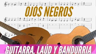 Popular rusa  Ojos negros Tutorial guitarra laúd y bandurria partitura cifrada [upl. by Idnerb964]