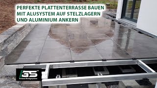 Platten verlegen mit Alusystem auf Stelzlagern und Randabschluss  Plattenterrasse selber bauen [upl. by Andrew]