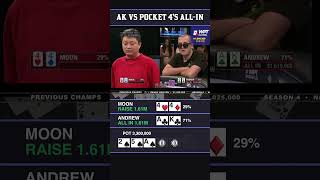 AK SUITED VS POCKET 4S ALLIN poker pokershorts [upl. by Helman916]