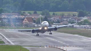 United Airlines B767 DRAMATIC TOUCH AND GO at Zurich Airport [upl. by Euqirat]