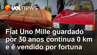 Fiat Uno Mille guardado por 30 anos continua 0 km e é vendido por R 100 mil em São Paulo [upl. by Elberta]