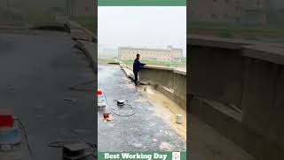 Best working day 1844 Roof parapet demolition process [upl. by Anhavas]