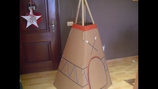 Como hacer un tepee indio reciclando cartón How to make tepee with paperboard [upl. by Nosreffej]