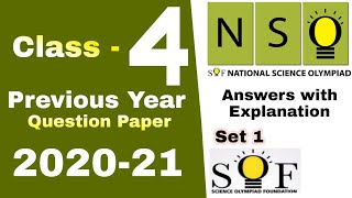 NSO Class 4 Question Paper 2020 Set 1 National Science Olympiad [upl. by Tab]