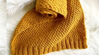 BeginnerFriendly Knit Scarf Tutorial  ‘Autumn Beauty’ Stole Pattern for Men amp Women  Moss Stitch [upl. by Iruyas718]