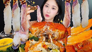 처음 본 킹크랩 홑게👀✨킹크랩 회 킹크랩 먹방🧡ft평소보다 말 많음 주의 33kg Raw King Crab タラバガニ  eating show  mukbang asmr [upl. by Adolphe]