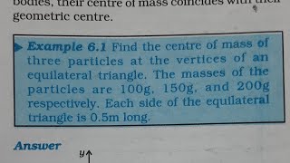 Find the centre of mass of three particles at the vertices of an equilateral triangle The masses of [upl. by Ignatzia]