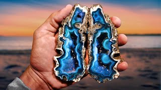 We Found INCREDIBLE Agate Geodes Inside Fossil CORAL And Cut them Open with a Rock Saw [upl. by Nomrej]