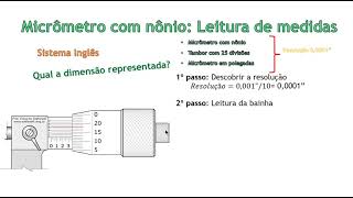 Leitura de medidas em micrômetro com nônio do sistema inglês [upl. by Eltsirc812]