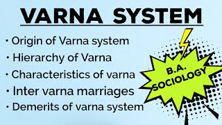 VARNA SYSTEM IN DETAILBA SOCIOLOGY [upl. by Elagiba]