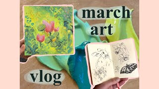 march art vlog home projects tulip painting amp getting sick [upl. by Whitver312]