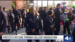 Protesters clash with police outside Pomona College graduation [upl. by Cohberg314]