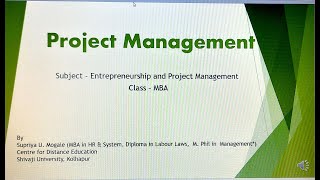 Project Management In Entrepreneurship [upl. by Rdnaskela]