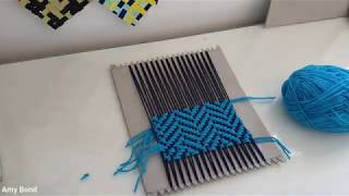 Weaving Herringbone on a Cardboard Loom [upl. by Animor]