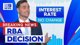 RBA leaves interest rates on hold at 435 per cent  9 News Australia [upl. by Dhumma]