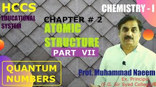 Quantum Numbers  Ch 2 Atomic Structure Part VII  ChemistryI  Prof M Naeem  Lec 11 [upl. by Nnasor]