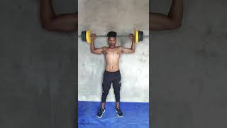 How to straight behind the neck shoulder overhead barbell press currect ‎‎‎mrsanjuchandra gym [upl. by Ihsakat]