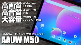 【AAUW M50】Widevine L1対応の高画質！４つのスピーカー内蔵で高画質！7500mAhの大容量バッテリー内蔵タブレットを紹介！ [upl. by Chemush]