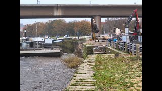 Carola Brücke Dresden Räumung Flussbett Ausbau der Rampe [upl. by Otreblon]