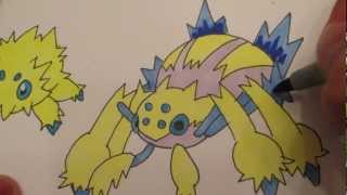 How to draw Pokemon No595 Joltik No596 Galvantula [upl. by Huntley]