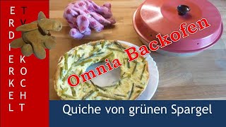 Quiche von grünem Spargel aus dem Omnia Backofen schnell einfach und lecker unterwegs kochen [upl. by Alleira]