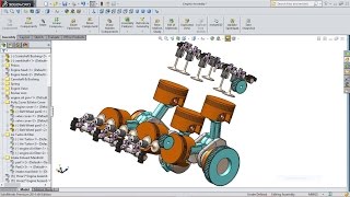 V Engine Animation in SolidWorks [upl. by Sigismond]