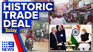 Australia and India to sign historic new free trade deal  9 News Australia [upl. by Inaj]