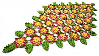 Crochet Flowers Doily  English subtitle is available   كروشية مفرشة بالورود [upl. by Nonna334]