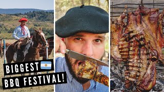 BIGGEST BBQ GRILL IN ARGENTINA 🇦🇷  Epic Argentine Asado Festival in Patagonia [upl. by Ycaj]