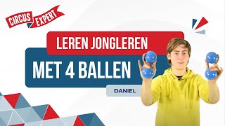 Hoe jongleer je met 4 ballen  Jongleren met 4 balletjes  Circusexpertnl [upl. by Vivien]