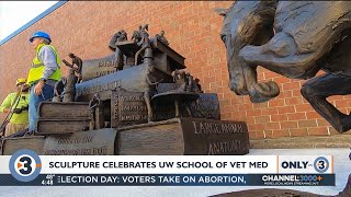 Sculpture celebrates UW School of Veterinary Medicine [upl. by Ahsatsan]