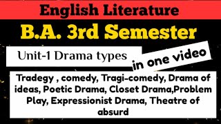 Unit 1Drama types BA 3rd semester  English literature Nce classes [upl. by Ayanaj]