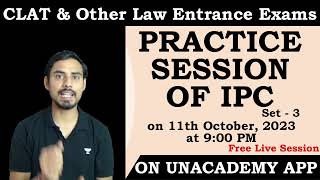 Practice Session of IPC Set3  PYQ CLAT and Other Law Entrance Exam  Law Guru [upl. by Eloisa]