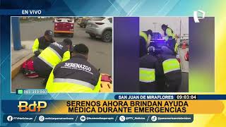 Serenos de San Juan de Miraflores brindan ayuda médica durante emergencias [upl. by Esiled536]