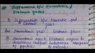 Difference Between Monoatomic amp Diatomic GasesClass 12th [upl. by Andros996]