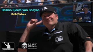 E22  Dan Bellino Ejects Dodgers Coach Robert Van Scoyoc Over Strike Zone Complaint Late in LA [upl. by Selia]